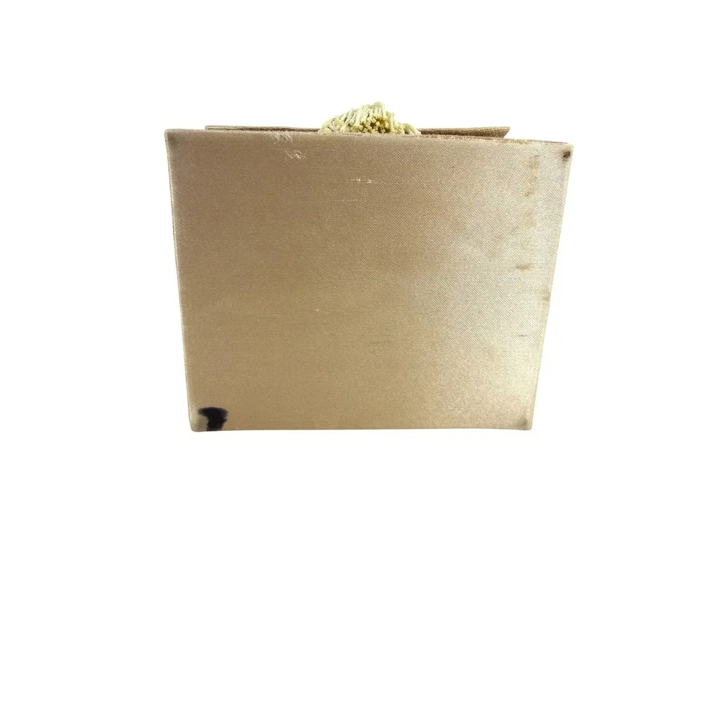 Vintage Gold Brocade‎ Jewelry Box Set of 2 Domed Tassel Trinket Chests Champagne